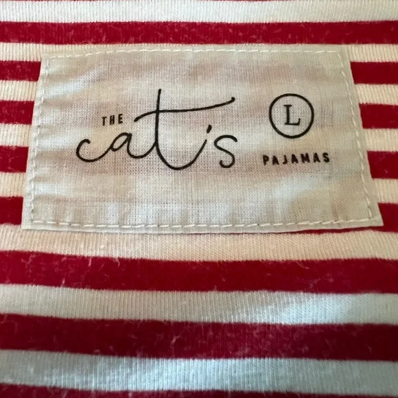 The Cat’s Pajamas Classic Red and White Striped Women's Pajama Set Size Large - Picture 12 of 12